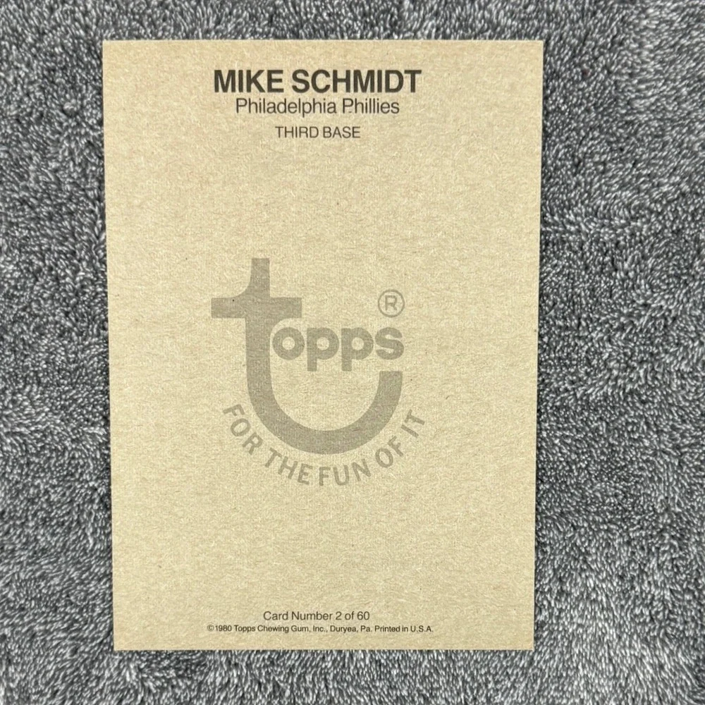 1980 Topps Mike Schmidt Philadelphia Phillies Card 2 of 60 5x7 Postcard Vintage - Picture 2 of 4